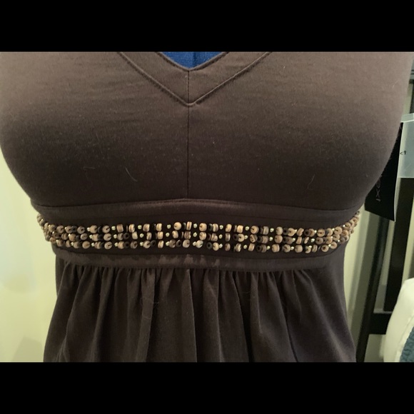 NWT Context Brown Cotton Knot Wood Beading Tank - Picture 2 of 6